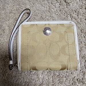 Coach Tan and White Wristlet